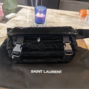 Saint Laurent Black Belt Bag Silktech Canvas